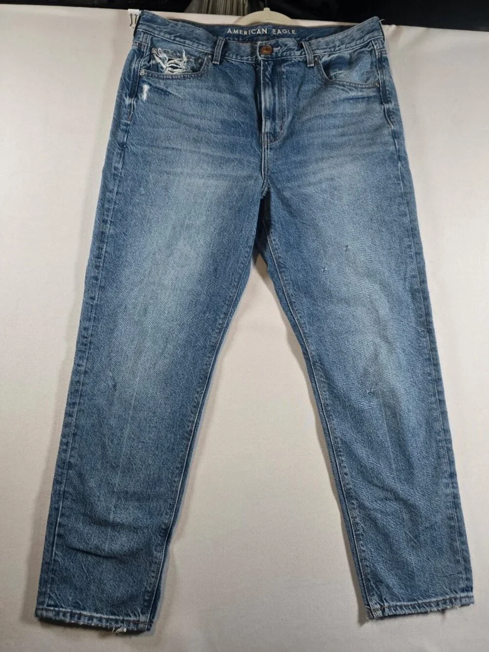 American Eagle Women’s 90s Slim Boyfriend Jeans Size 10 Regular Distressed Blue